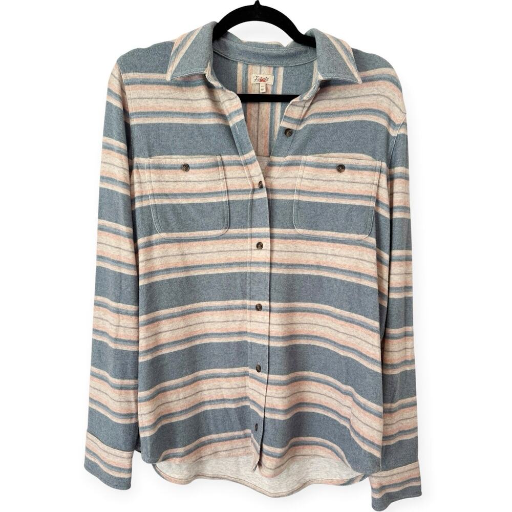 Faherty Legend Sweater Shirt Isle Breeze Stripe Women’s Medium